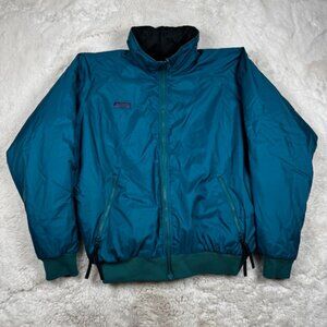 Columbia Puffer Bomber Jacket Reversible Full Zip 90s Vintage Sz Large Turquoise